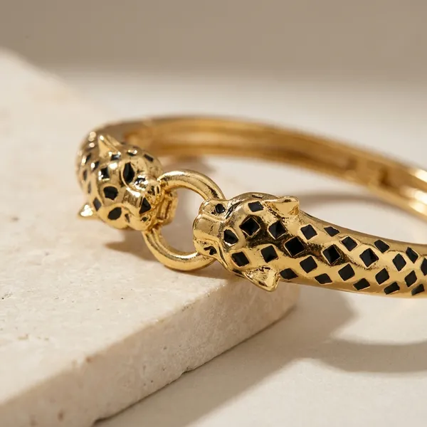 Gold_Stainless_Steel_Dual_Leopard_Head_Bangle_Bracelet_For_Men