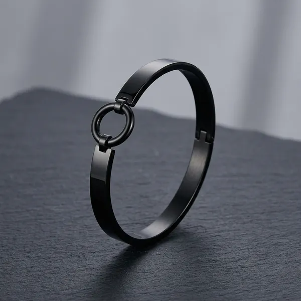 Black_Stainless_Steel_O_Ring_Bangle_Bracelet_For_Men