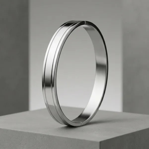 Silver_Stainless_Steel_Slim_Polished_Bangle_Bracelet_For_Men