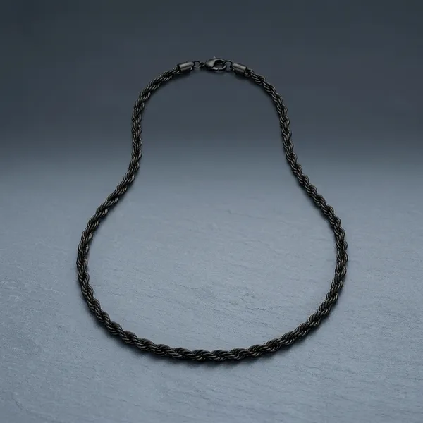 Black_Stainless_Steel_Twisted_Rope_Chain_Necklace_For_Unisex