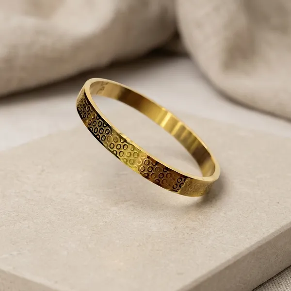 Gold_Stainless_Steel_Textured_Ethnic_Bangle_Bracelet_For_Men