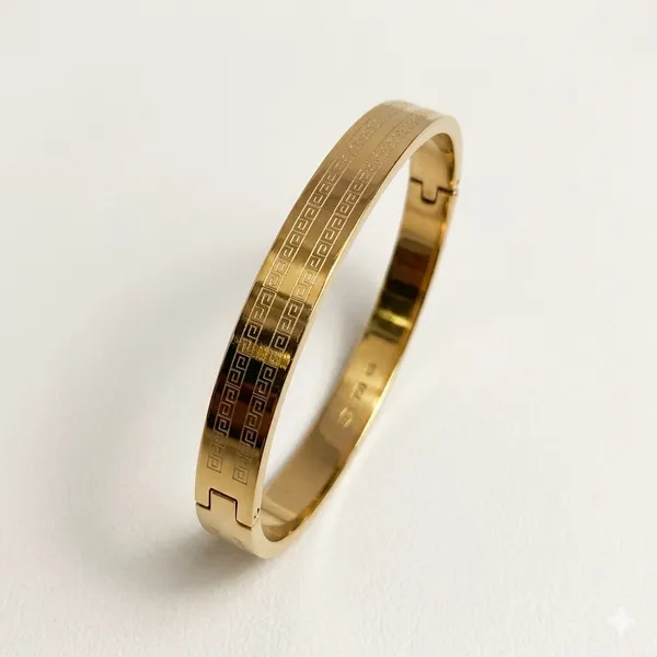 Gold_Stainless_Steel_2Tone_Textured_Bangle_Bracelet_For_Men