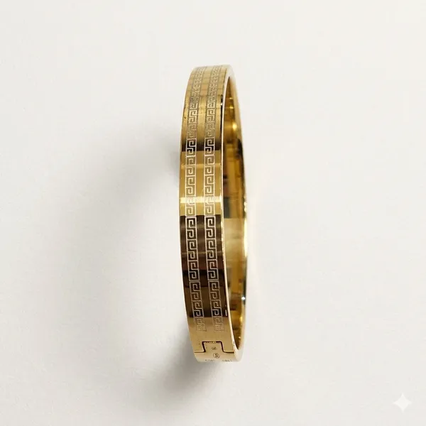Gold_Stainless_Steel_2Tone_Textured_Bangle_Bracelet_For_Men