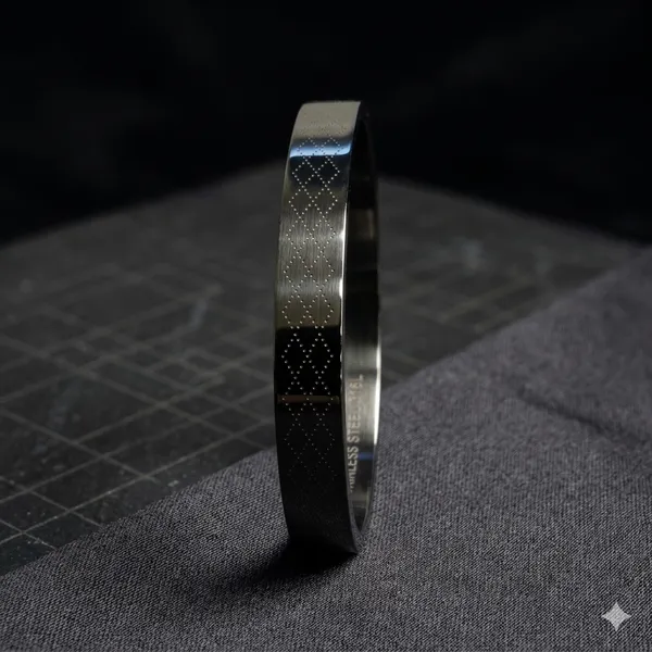 Black_Stainless_Steel_Textured_Bangle_Bracelet_For_Men