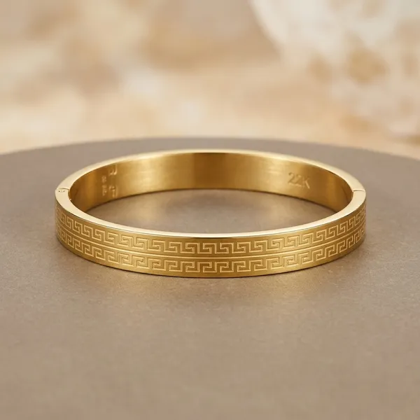 Gold_Stainless_Steel_Greek_Key_Pattern_Bangle_Bracelet_For_Men