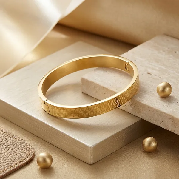 Gold_Stainless_Steel_Greek_Key_Pattern_Bangle_Bracelet_For_Men