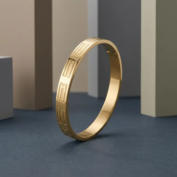 Gold_Stainless_Steel_Geometric_Pattern_Bangle_Bracelet_For_Men