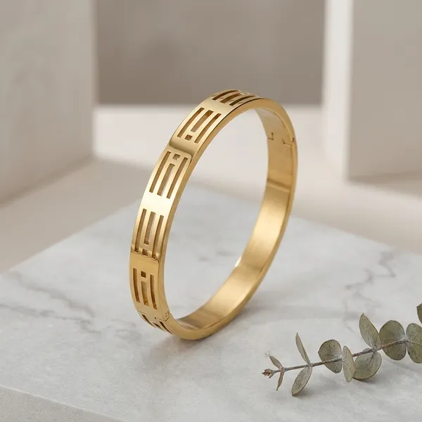 Gold_Stainless_Steel_Geometric_Pattern_Bangle_Bracelet_For_Men
