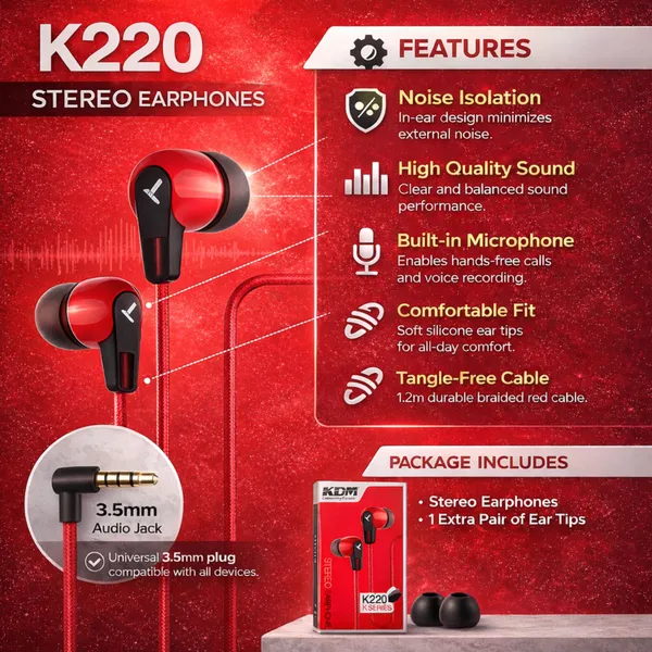 Arishacreative_Kdm_K_220_Wired_Black,_Red,_In_The_Ear___Pack_Of_2