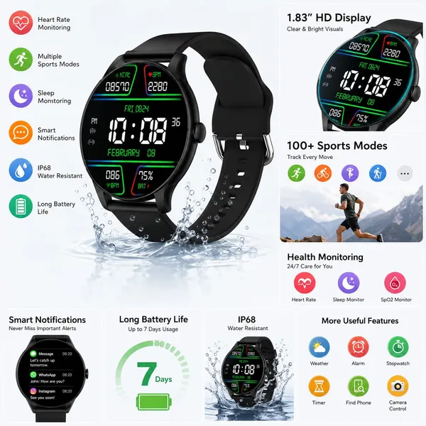 Laxasfit_Active_2_Smartwatch_for_Men_&_Women_with_1.39”_HD_Round_Display,_Bluetooth_Calling,_Heart_Rate_&_SPO₂_Monitor,_100+_Sports_Modes,_IP67,_Long_Battery_Life_for_Android_&_iOS_(Grey)