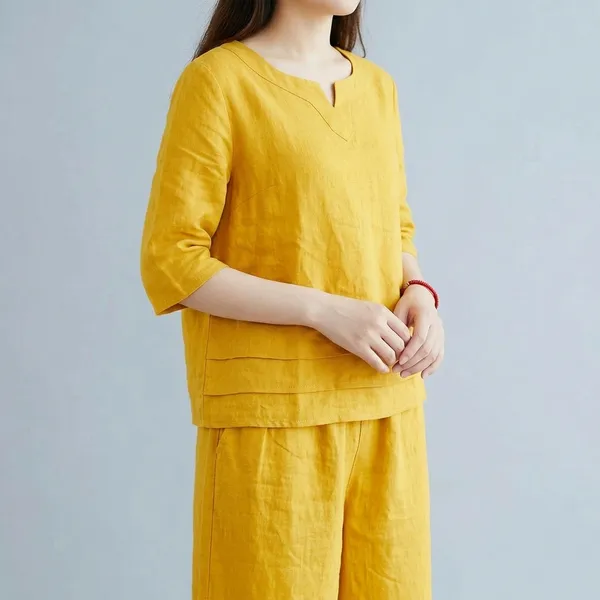Yellow_Cotton_Casual_Wear_Co_Ord_Set