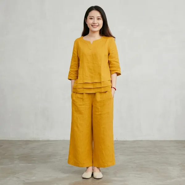 Yellow_Cotton_Casual_Wear_Co_Ord_Set