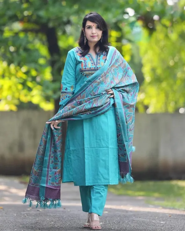 Turquoise_Blue_Jaipuri_Embroidered_Cotton_Suit_Set_With_Printed_Dupatta_Elegant_Ethnic_Wear_For_Women