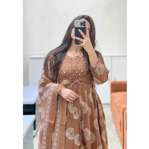 Beige_Cotton_Printed_Anarkali_With_Attached_Jacket_Detailing_With_Pants_And_Dupatta