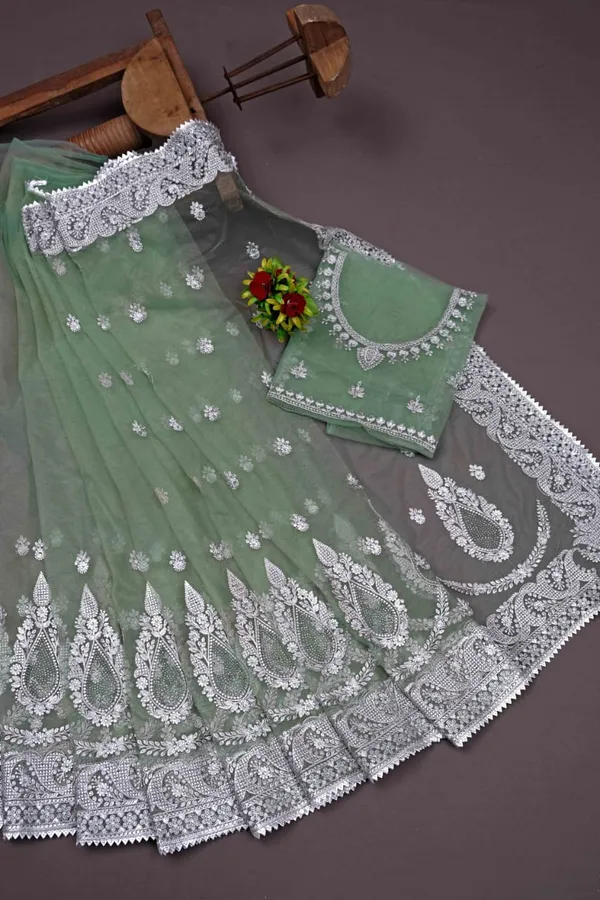 Light_Pista_Heavy_Gold_Butterfly_Net_Premium_Saree_For_Women