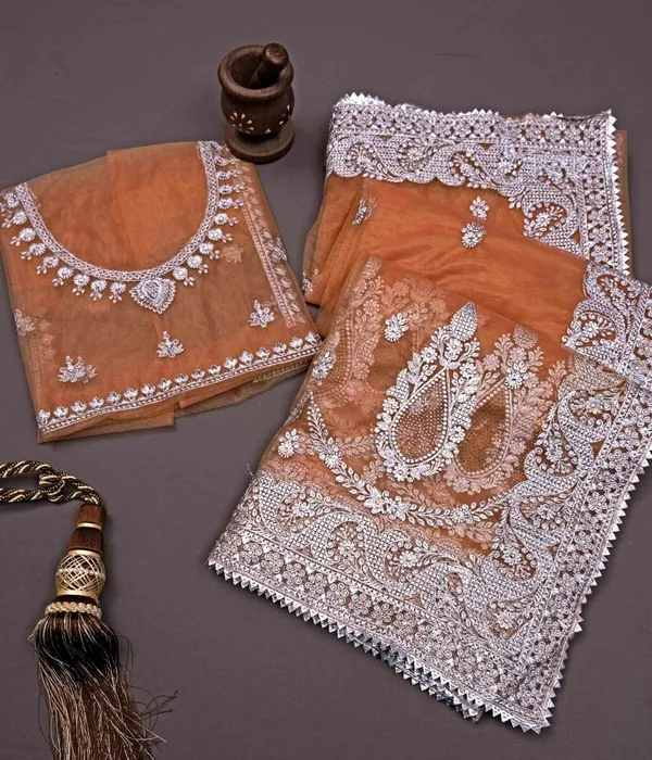 Orange_Heavy_Gold_Butterfly_Net_Premium_Saree_For_Women