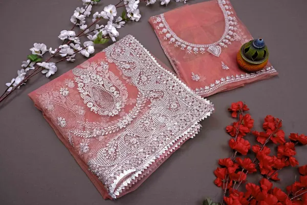 Peach_Heavy_Gold_Butterfly_Net_Premium_Saree_For_Women