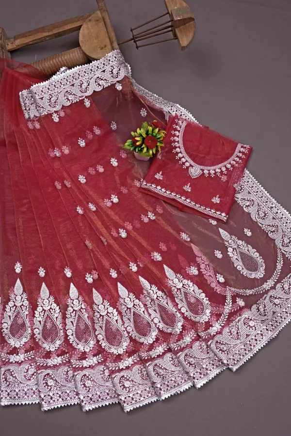 Red_Heavy_Gold_Butterfly_Net_Premium_Saree_For_Women