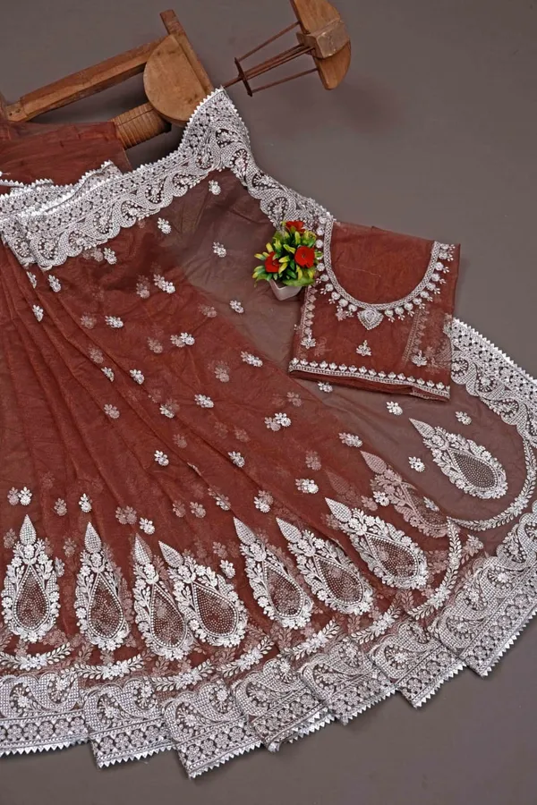Rusty_Brown_Heavy_Gold_Butterfly_Net_Premium_Saree_For_Women