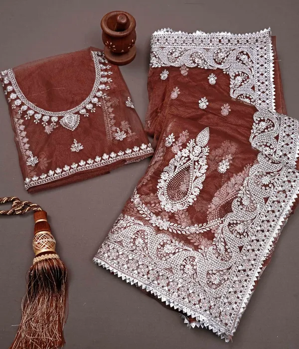 Rusty_Brown_Heavy_Gold_Butterfly_Net_Premium_Saree_For_Women