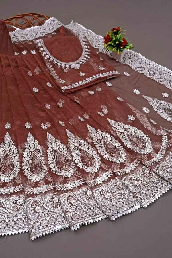 Rusty_Brown_Heavy_Gold_Butterfly_Net_Premium_Saree_For_Women
