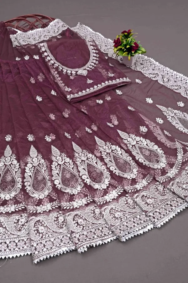 Wine_Heavy_Gold_Butterfly_Net_Premium_Saree_For_Women