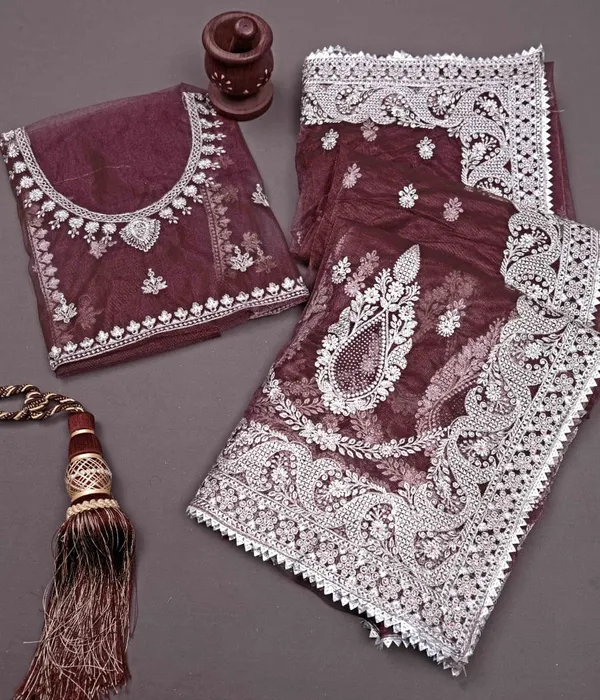 Wine_Heavy_Gold_Butterfly_Net_Premium_Saree_For_Women