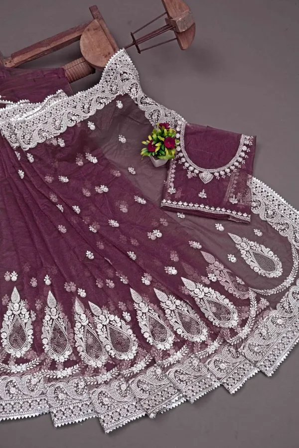 Wine_Heavy_Gold_Butterfly_Net_Premium_Saree_For_Women