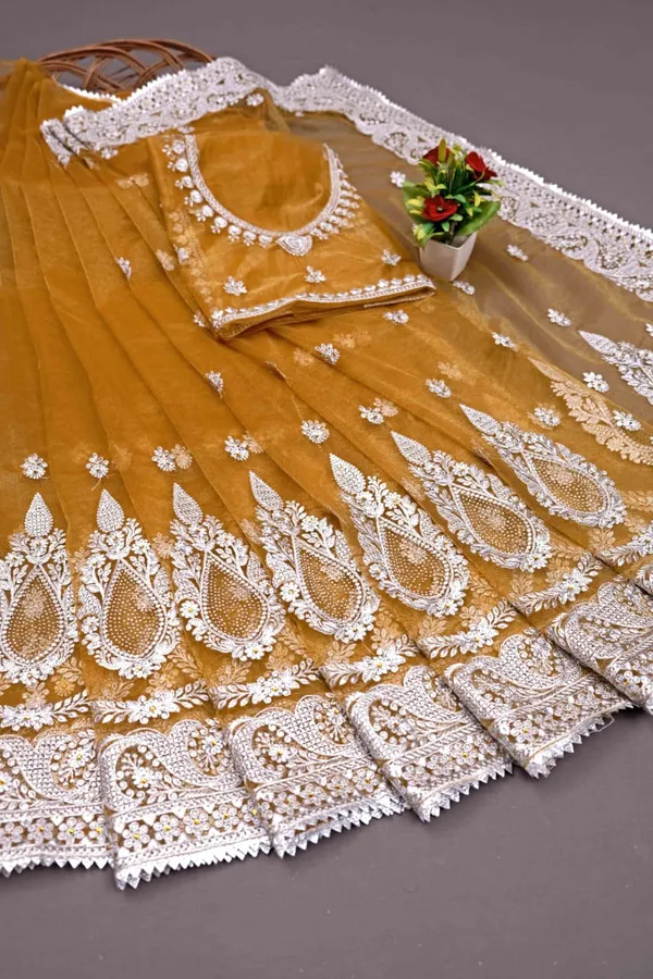 Yellow_Heavy_Gold_Butterfly_Net_Premium_Saree_For_Women