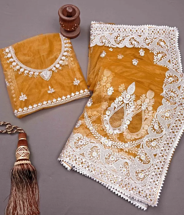Yellow_Heavy_Gold_Butterfly_Net_Premium_Saree_For_Women