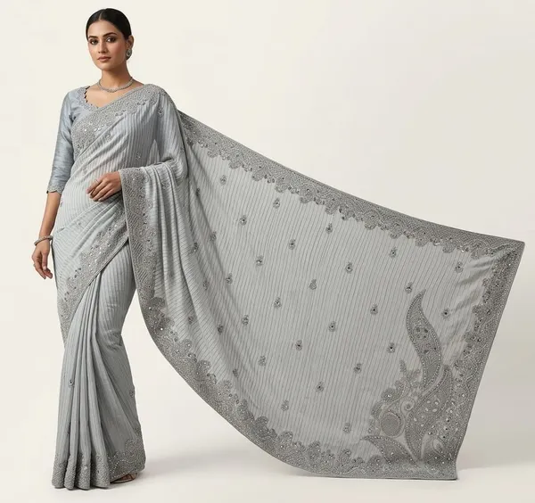 Light_Grey_Georgette_Crash_Premium_Saree_For_Women