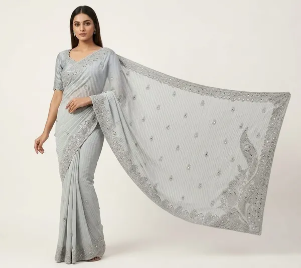 Light_Grey_Georgette_Crash_Premium_Saree_For_Women