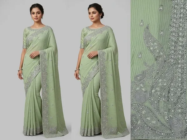 Pista_Green_Georgette_Crash_Premium_Saree_For_Women