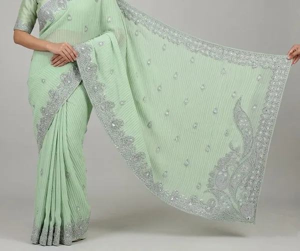 Pista_Green_Georgette_Crash_Premium_Saree_For_Women
