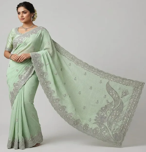 Pista_Green_Georgette_Crash_Premium_Saree_For_Women