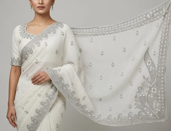 White_Georgette_Crash_Premium_Saree_For_Women