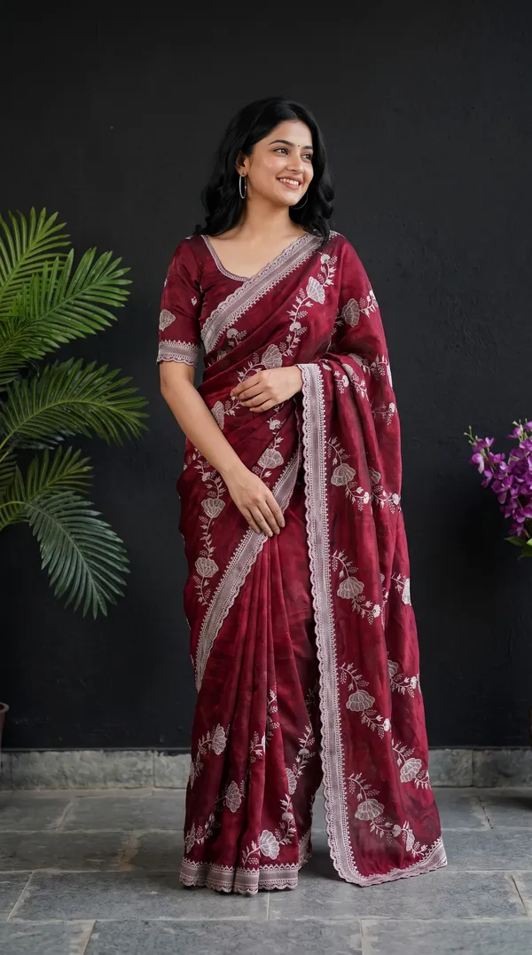 Maroon_Fandy_Satin_Premium_Saree_For_Women