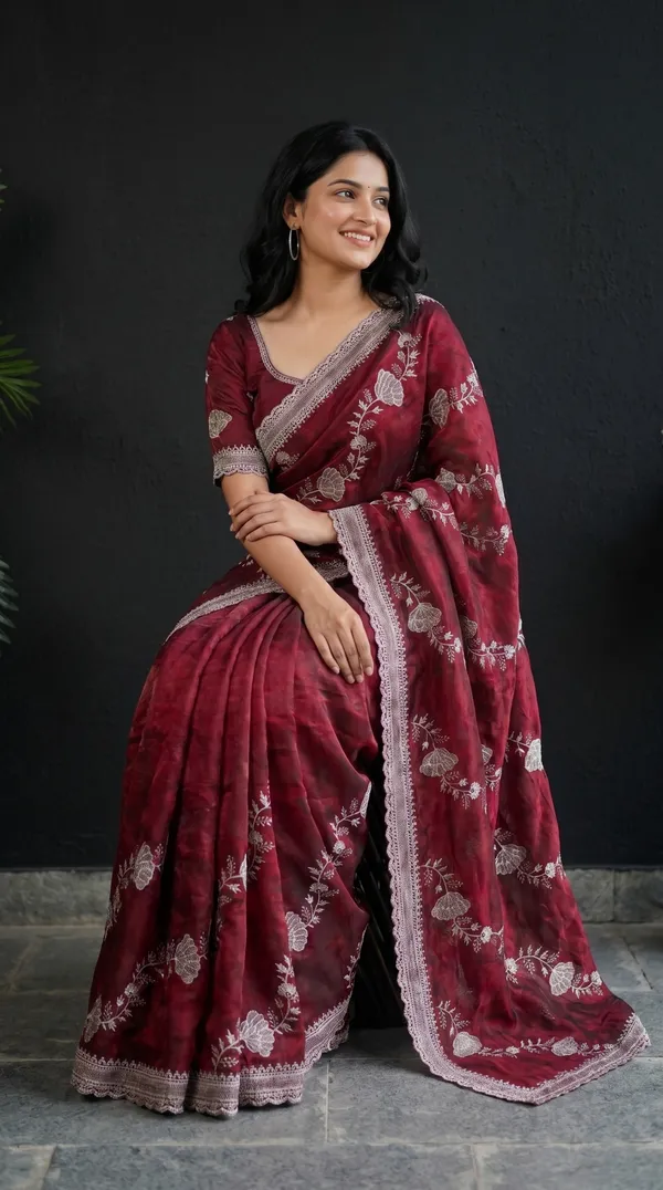 Maroon_Fandy_Satin_Premium_Saree_For_Women