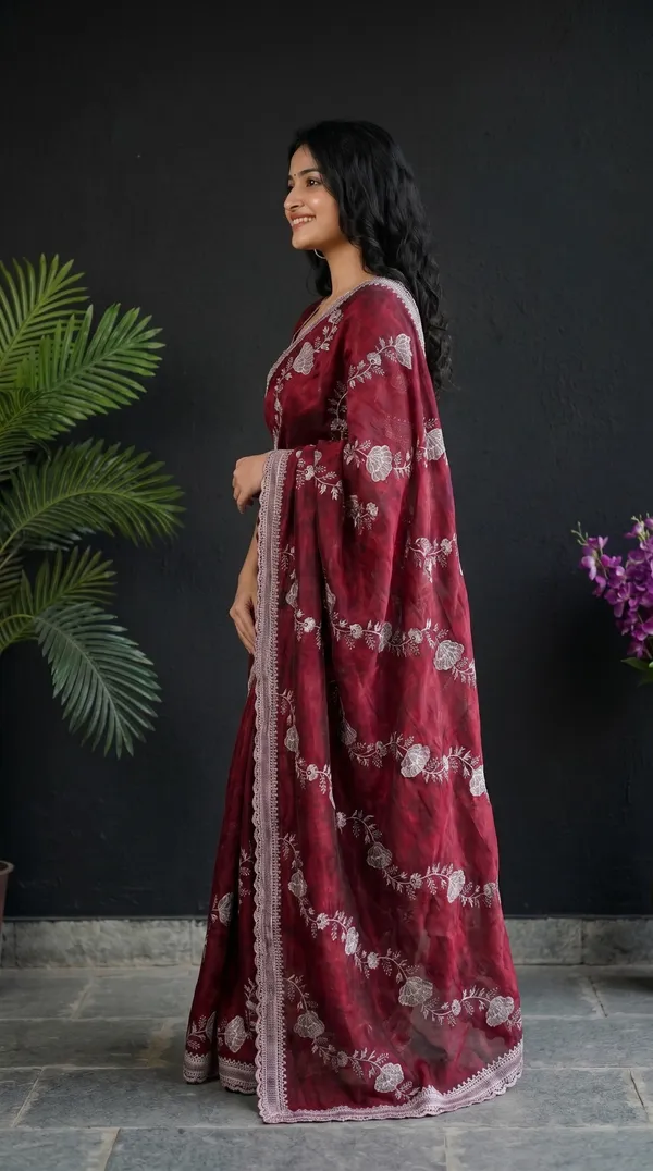 Maroon_Fandy_Satin_Premium_Saree_For_Women