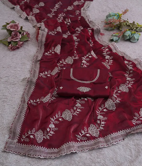 Maroon_Fandy_Satin_Premium_Saree_For_Women