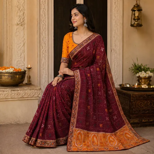 Maroon_Fandy_Chiffon_Satin_Premium_Saree_For_Women