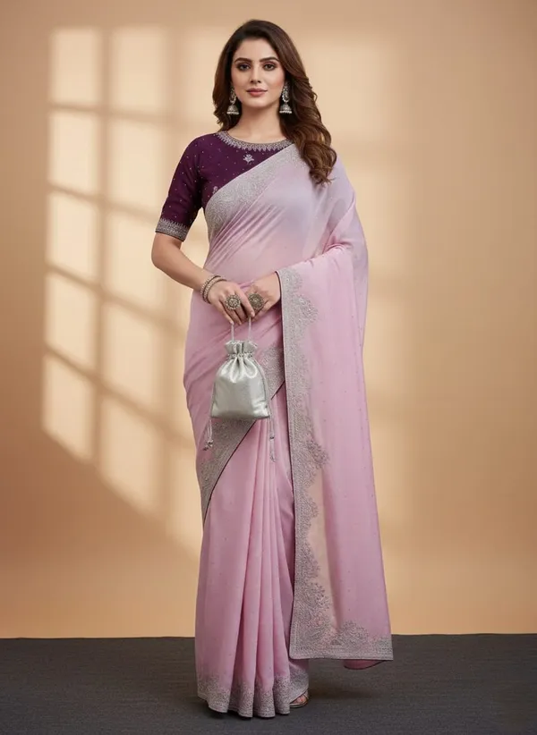 Baby_Pink_Chinon_Premium_Saree_For_Women