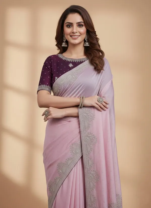 Baby_Pink_Chinon_Premium_Saree_For_Women