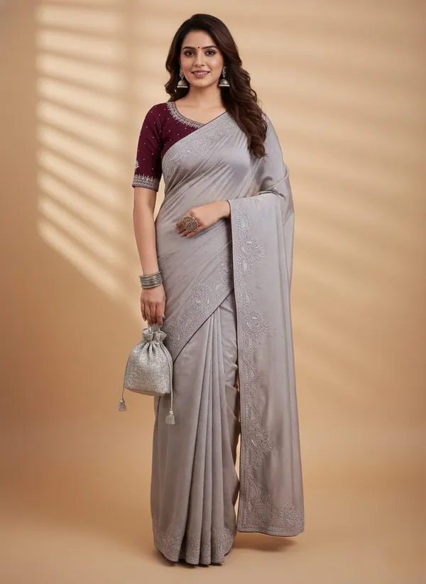 Grey_Chinon_Premium_Saree_For_Women