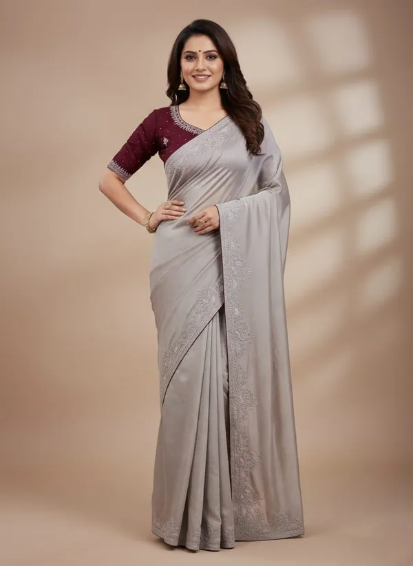 Grey_Chinon_Premium_Saree_For_Women