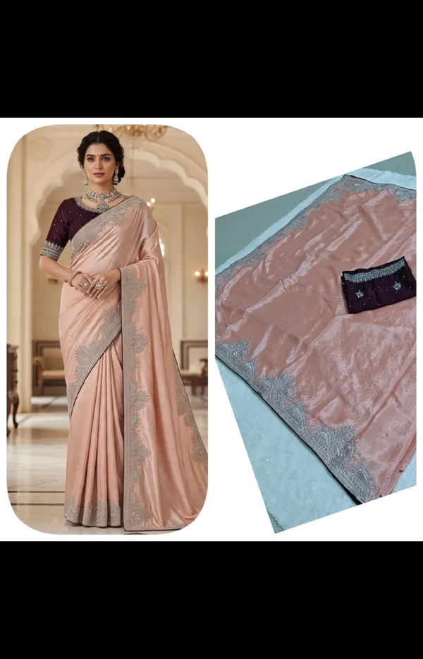 Peach_Chinon_Premium_Saree_For_Women