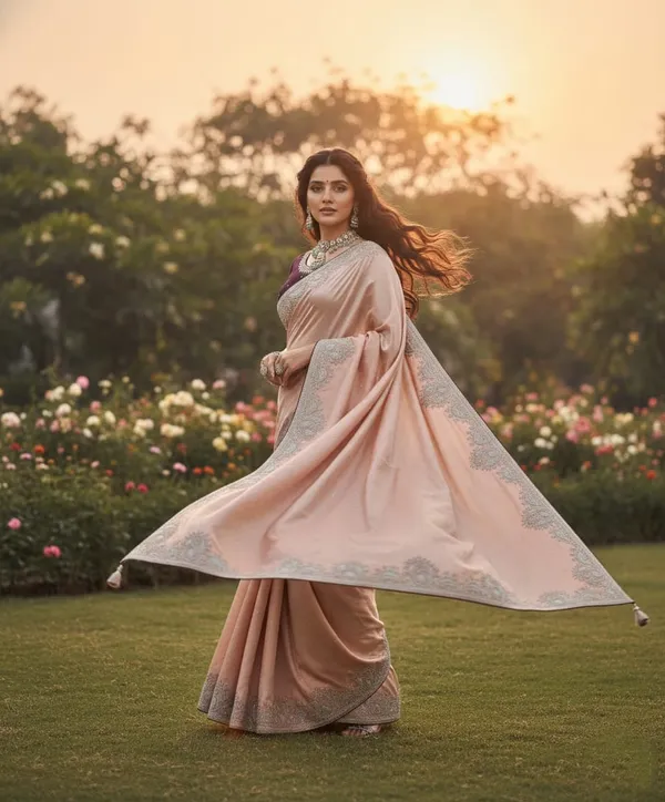 Peach_Chinon_Premium_Saree_For_Women