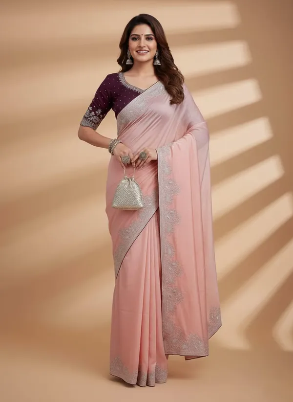 Peach_Chinon_Premium_Saree_For_Women