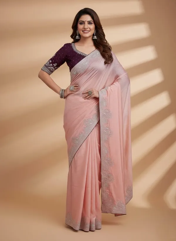 Peach_Chinon_Premium_Saree_For_Women