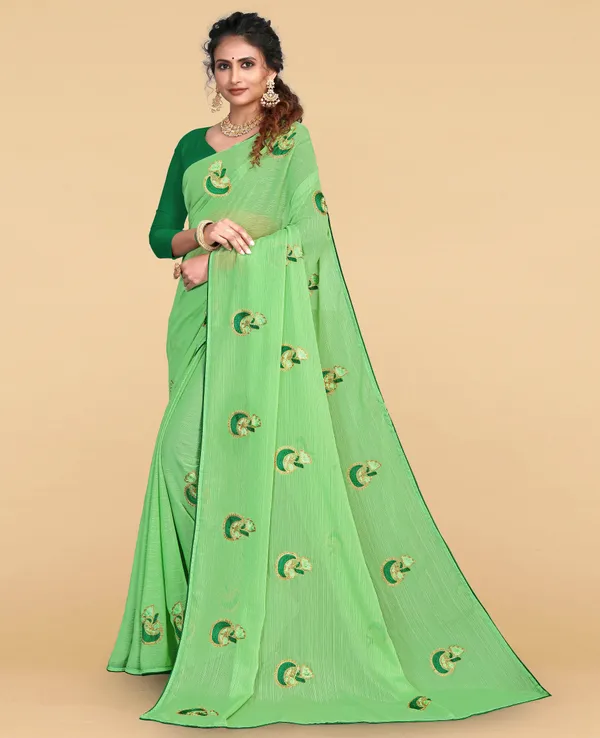 Lime_Green_Vichitra_And_Mono_Banglori_Premium_Saree_For_Women